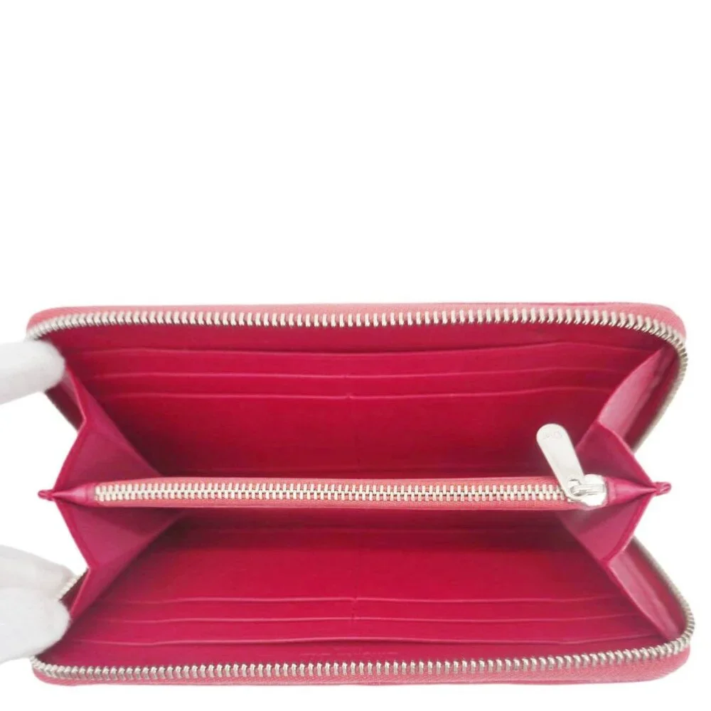 Christian Dior Lady Dior Patent Leather Zippy Wallet Red
